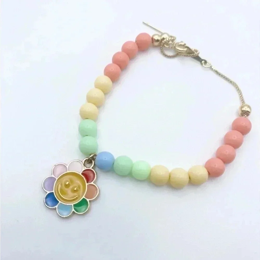 Rainbow colored beaded necklace and bracelet |Gold plated | Dainty Necklace|…